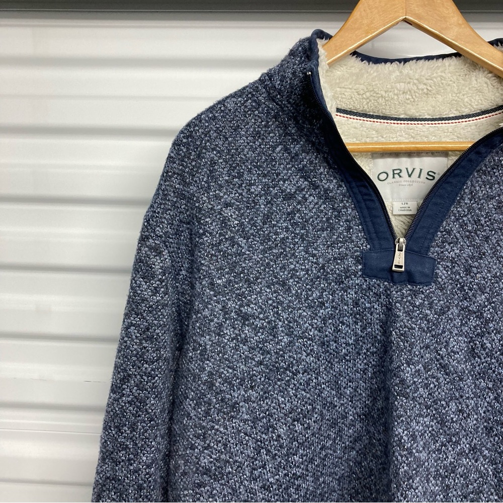 Orvis Heathered Blue Zip-Up Sweater - Picture 4 of 13